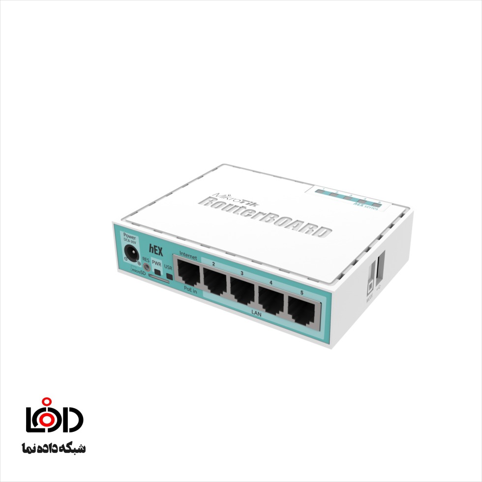 نمای تکمیلی روتر میکروتیک hEX Lite (RB750r2) — ۵ پورت Fast Ethernet — تصویر 2