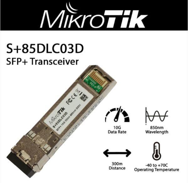نمای تکمیلی ماژول SFP+ میکروتیک S+85DLC03D — 850nm 10G مالتی‌مود — تصویر 3