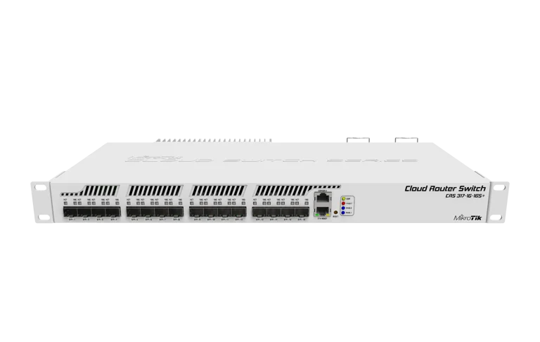 نمای اصلی سوئیچ ریک‌مونت میکروتیک CRS317-1G-16S+RM (۱۶ پورت SFP+ 10G)