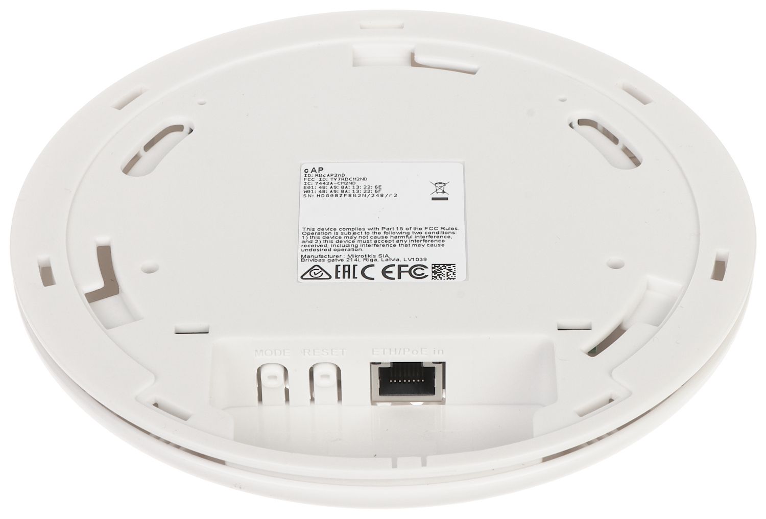 نمای تکمیلی اکسس‌پوینت سقفی میکروتیک cAP (RBcAP2nD) — 2.4GHz — تصویر 4