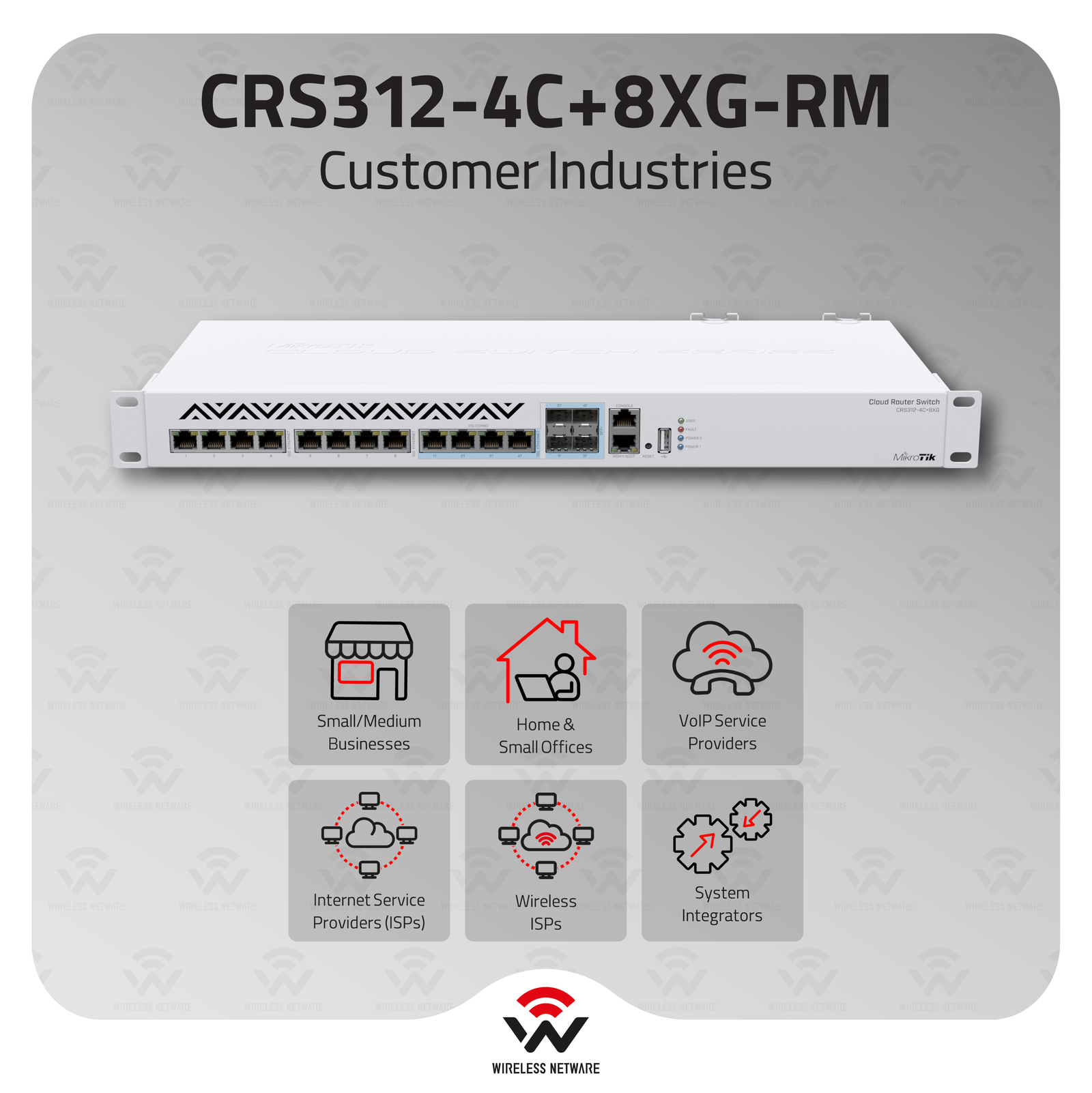 نمای تکمیلی سوییچ رک 10G مسی میکروتیک CRS312-4C+8XG-RM — تصویر 2